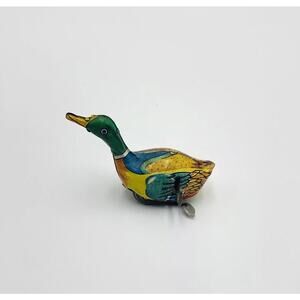 Mallard Duck Tin Toy Wind Up Vintage Mechanical mini Japan 1950s Inakita !! S1